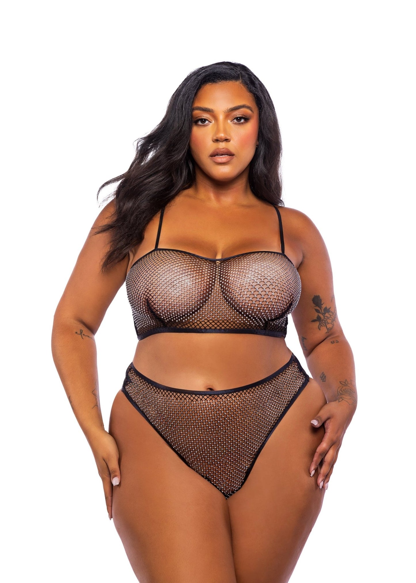 Think Pink Rhinestone Bralette 2 - Piece Short Set Roma Confidential - Unspoken Fashion