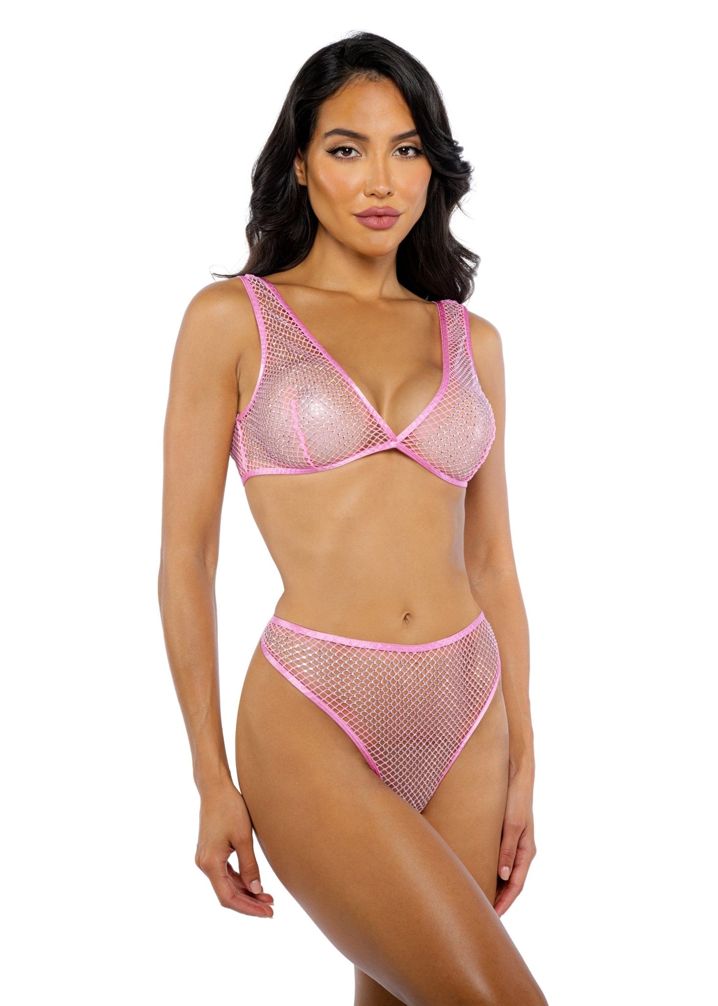 Think Pink Rhinestone Tube 2 - Piece Short Set Roma Confidential - Unspoken Fashion