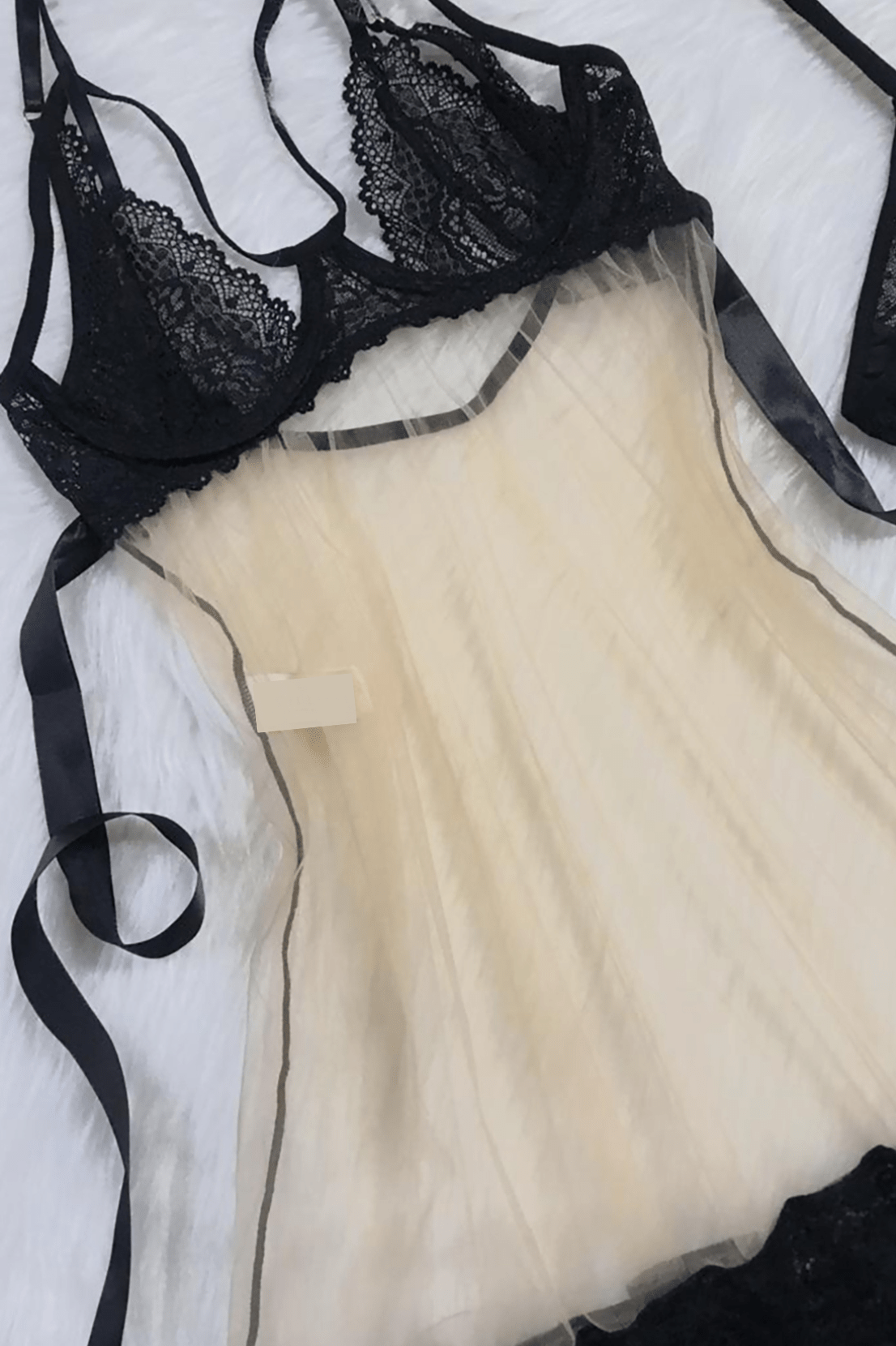 Tia Sheer Lace Babydoll 2 Piece Set - Unspoken Fashion