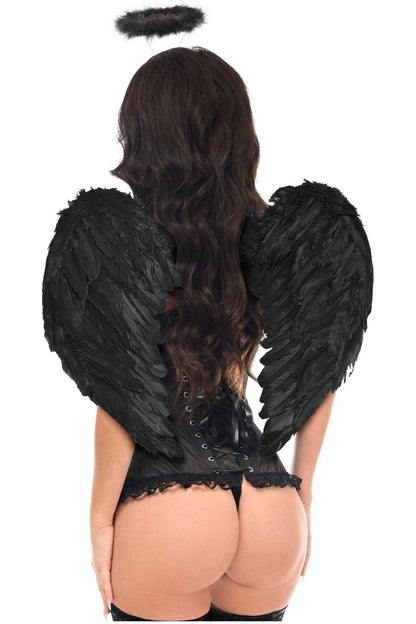 Top Drawer 3 PC Black Burlesque Dark Angel Corset Costume.