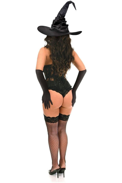 Top Drawer 3 PC Black Lace Witch Corset Costume.