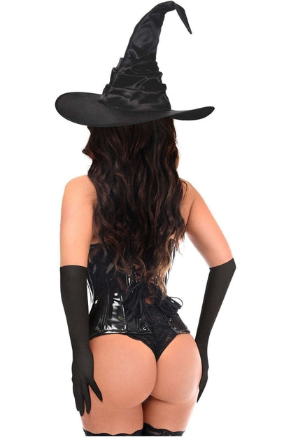 Top Drawer 3 PC Black Patent Witch Corset Costume.