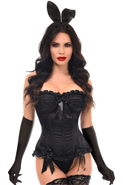 Top Drawer 4 PC Black Burlesque Bunny Corset Costume.