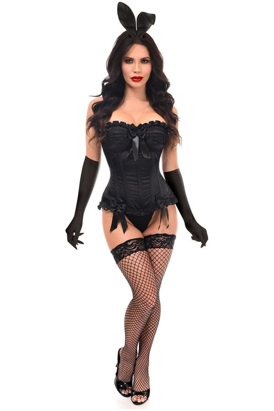 Top Drawer 4 PC Black Burlesque Bunny Corset Costume.