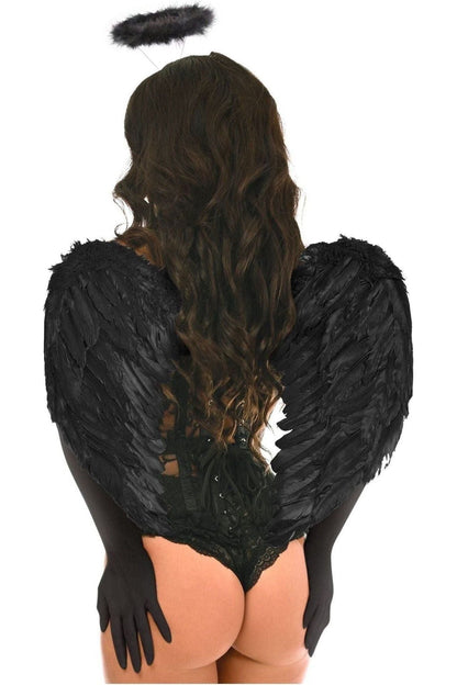 Top Drawer 4 PC Black Lace Dark Angel Corset Costume.