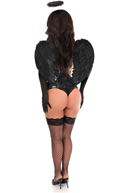 Top Drawer 4 PC Black Patent Dark Angel Corset Costume.