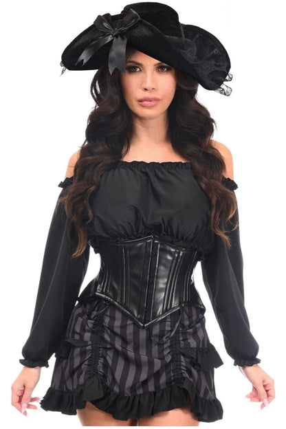 Top Drawer 4 PC Black/Grey Striped Premium Pirate Corset Costume.
