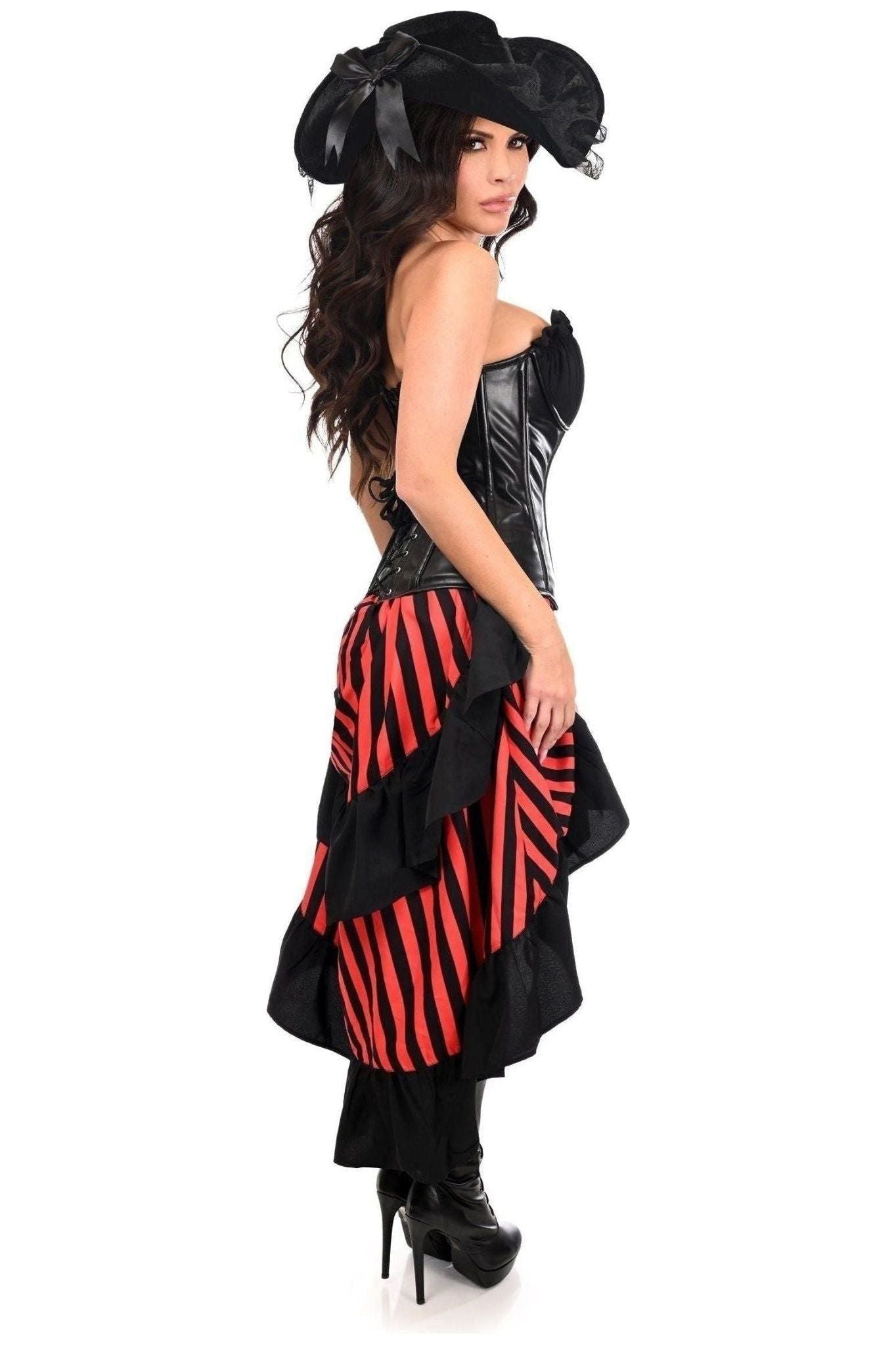 Top Drawer 4 PC Black/Red Premium Pirate Corset Costume.
