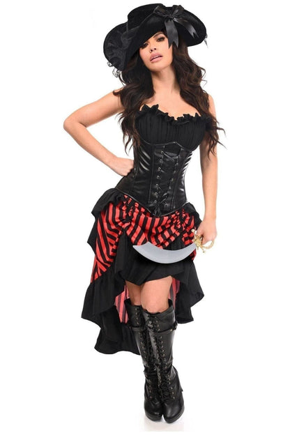 Top Drawer 4 PC Black/Red Premium Pirate Corset Costume.