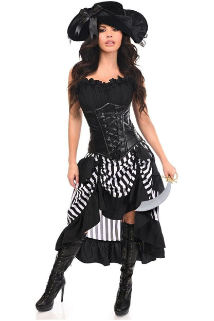 Top Drawer 4 PC Black/White Premium Pirate Corset Costume.