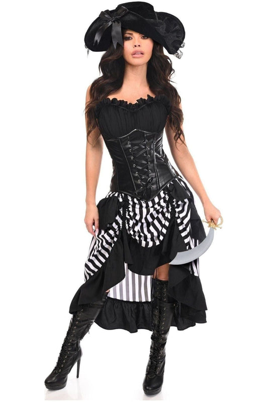 Top Drawer 4 PC Black/White Premium Pirate Corset Costume.