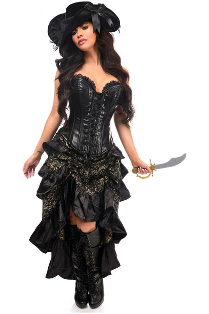 Top Drawer 4 PC Gold/Black Premium Pirate Corset Costume.