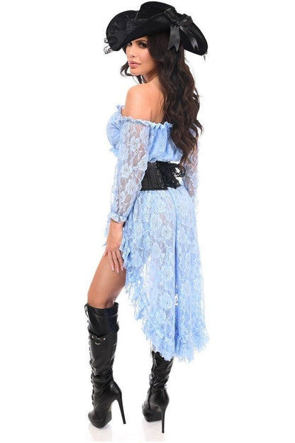Top Drawer 4 PC Lt Blue Premium Pirate Corset Costume
