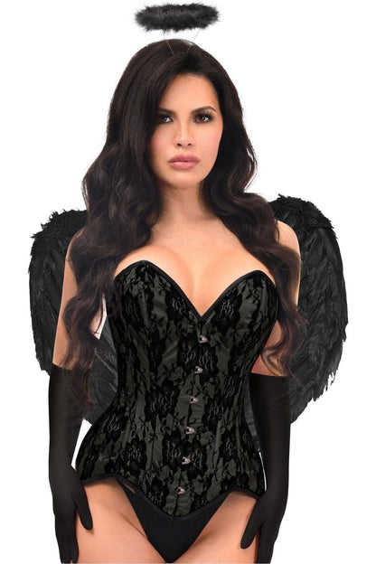 Top Drawer 4 PC Premium Black Angel Corset Costume.