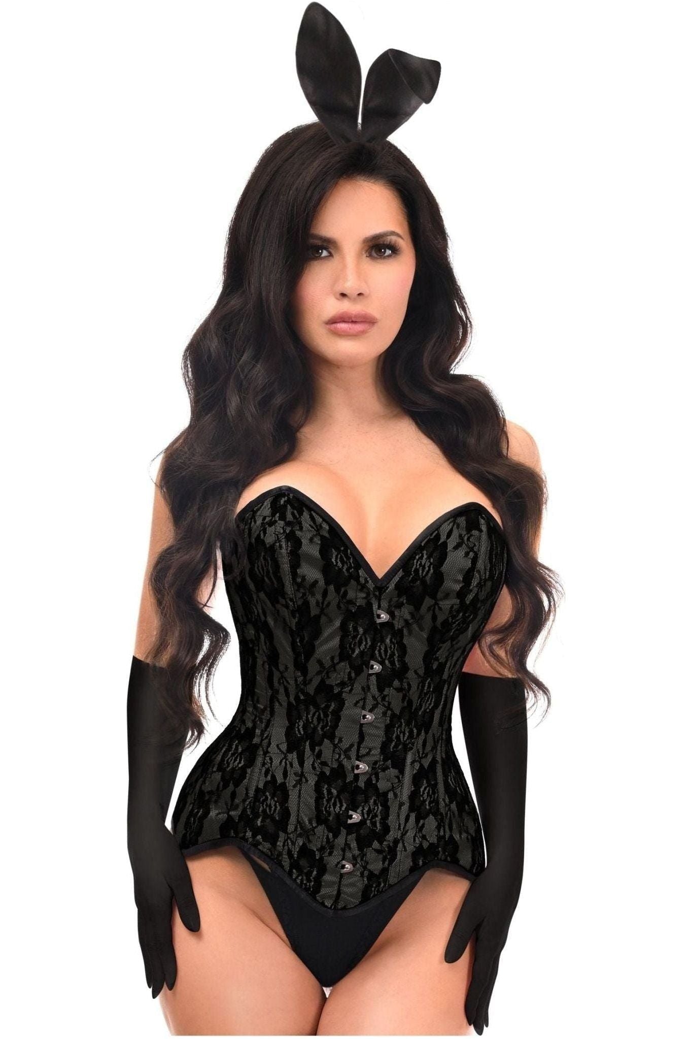 Top Drawer 4 PC Premium Black Bunny Corset Costume.