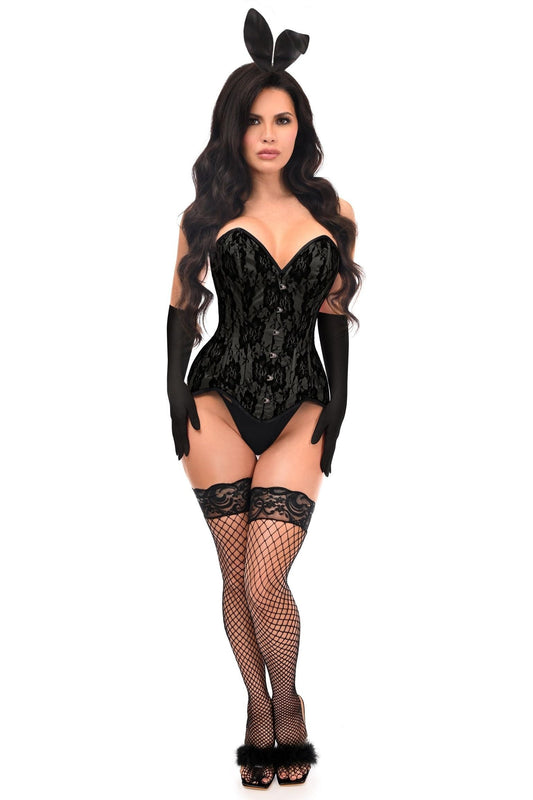 Top Drawer 4 PC Premium Black Bunny Corset Costume.