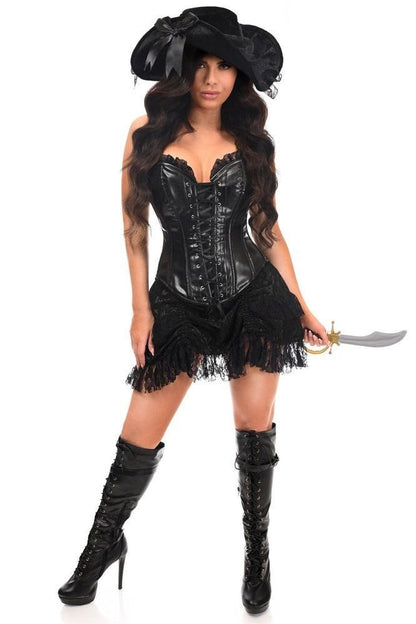 Top Drawer 4 PC Premium Black Lace Pirate Corset Costume