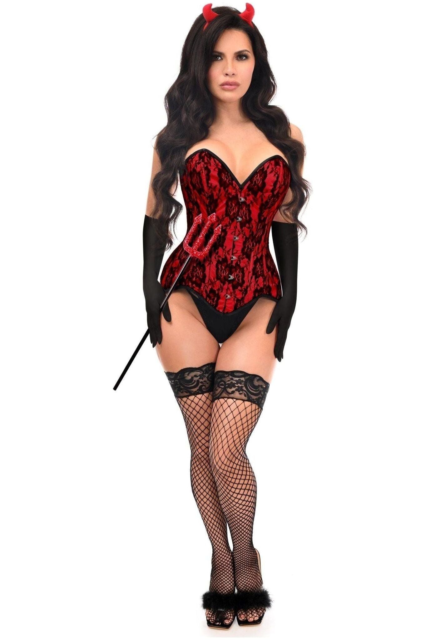 Top Drawer 4 PC Premium Devil Corset Costume.