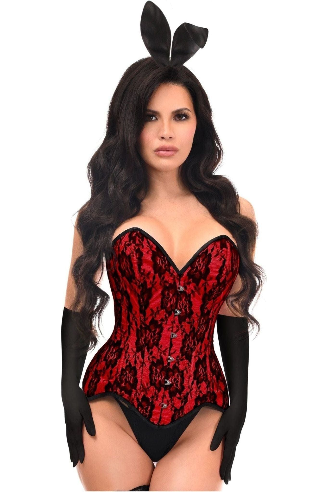 Top Drawer 4 PC Premium Red Bunny Corset Costume.