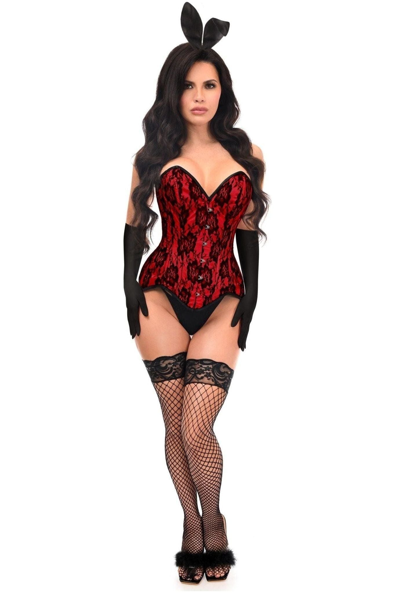 Top Drawer 4 PC Premium Red Bunny Corset Costume.