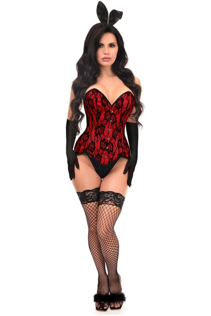 Top Drawer 4 PC Premium Red Bunny Corset Costume.
