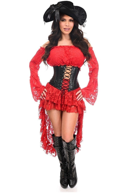Top Drawer 4 PC Red Premium Pirate Corset Costume.