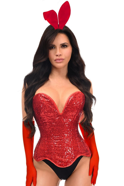 Top Drawer 4 PC Red Sequin Bunny Corset Costume