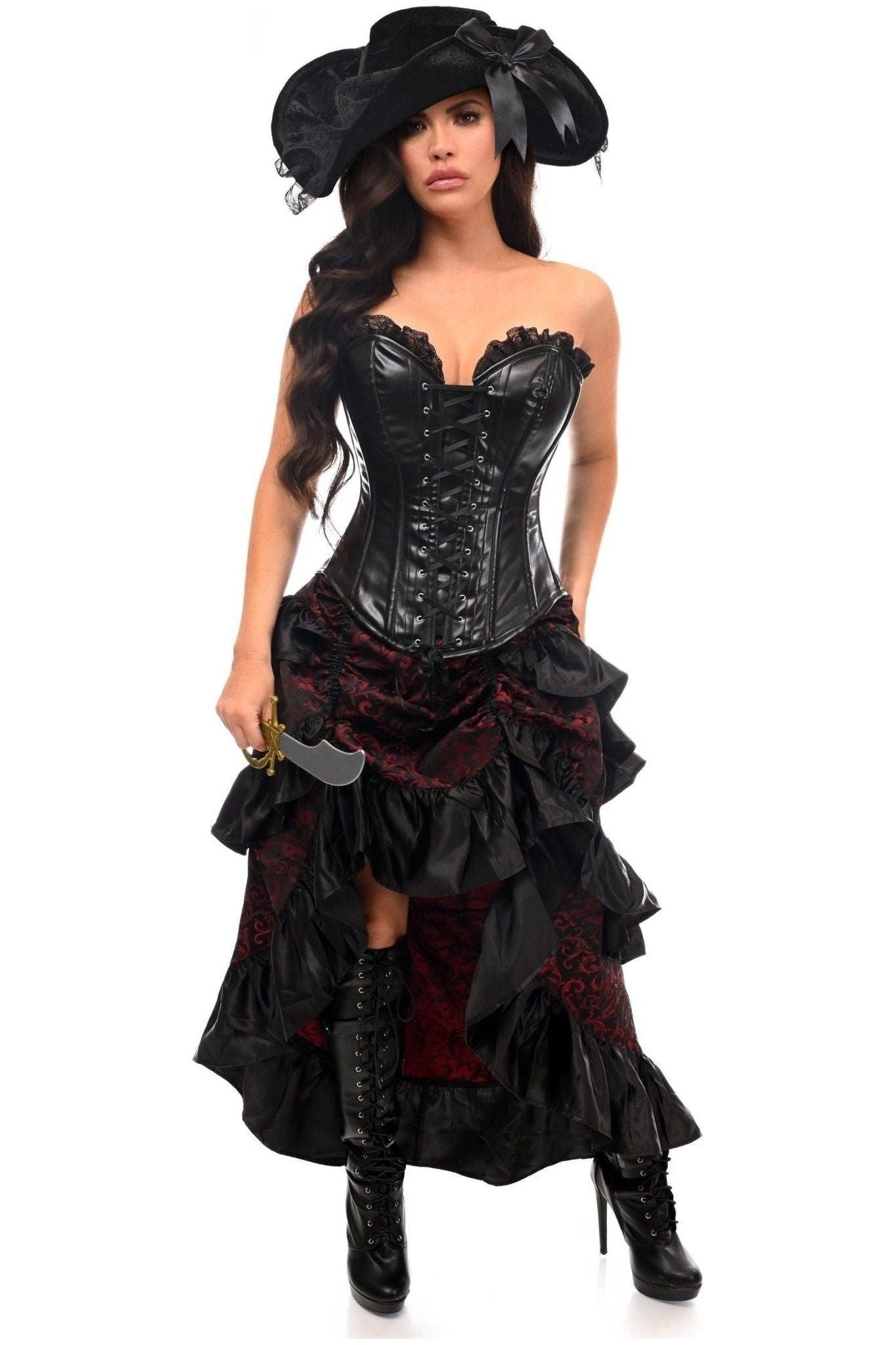 Top Drawer 4 PC Red/Black Premium Pirate Corset Costume.