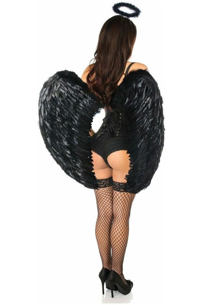 Top Drawer 4 PC Sequin Black Angel Corset Costume