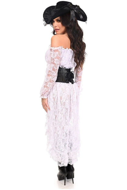 Top Drawer 4 PC White Premium Pirate Corset Costume.