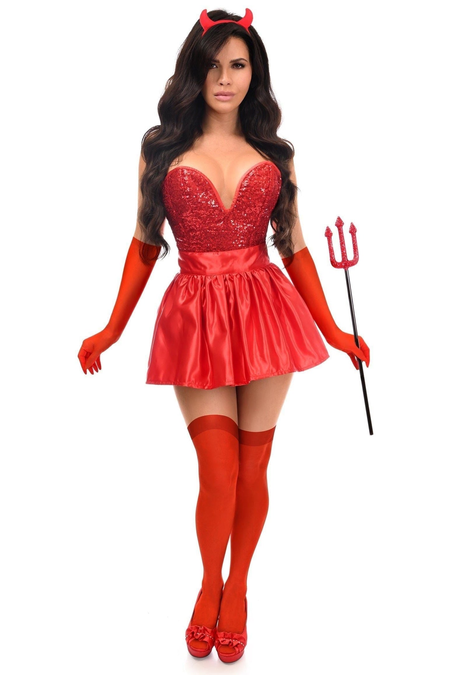 devil corset dress women's dress DEVIL FASHION - Red Gothic Velvet - SKT20602
