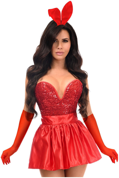 Top Drawer 5 PC Premium Red Bunny Corset Costume.