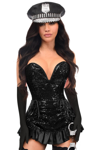 Top Drawer 5 PC Premium Sequin Cop Corset Costume