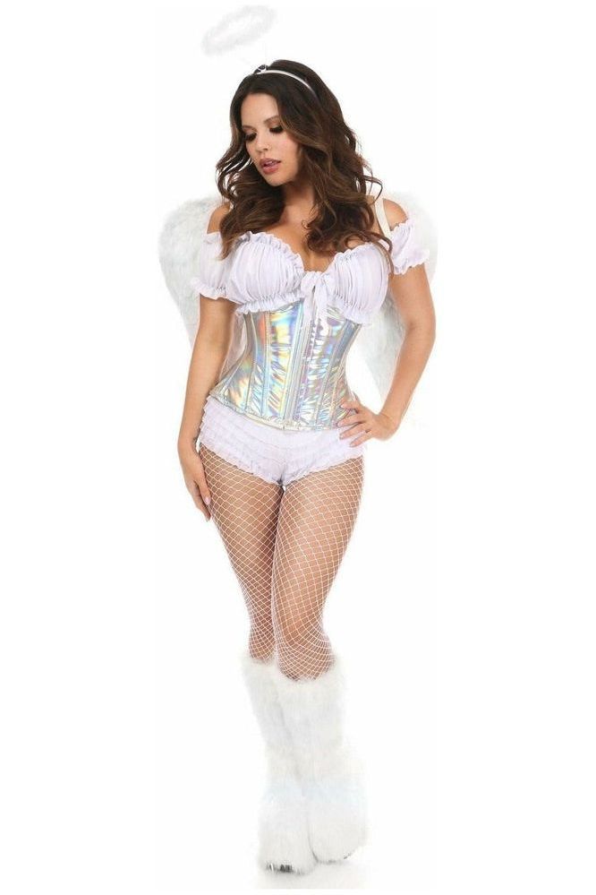 Top Drawer 5 PC Silver Holo Angel Corset Costume