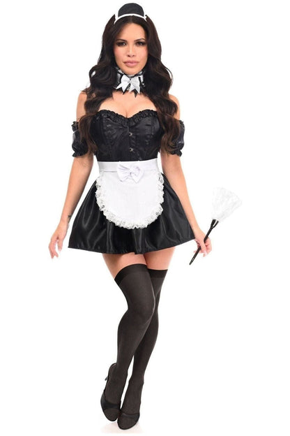 Top Drawer 6 PC Frisky French Maid Corset Costume.