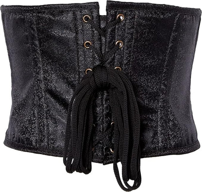 Top Drawer Black Brocade Steel Boned Mini Cincher w/Clasps.