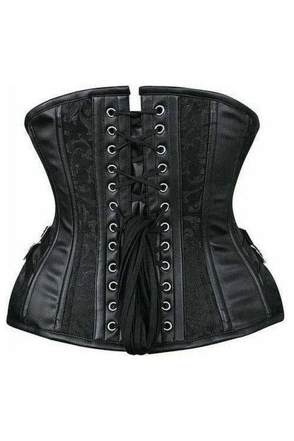 Top Drawer Black Brocade Steel Boned Underbust Corset w/Buckles