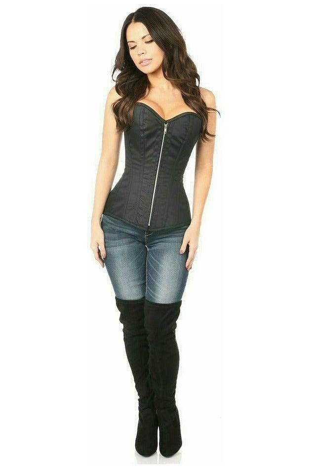 Top Drawer Black Cotton Steel Boned Corset w/Zipper