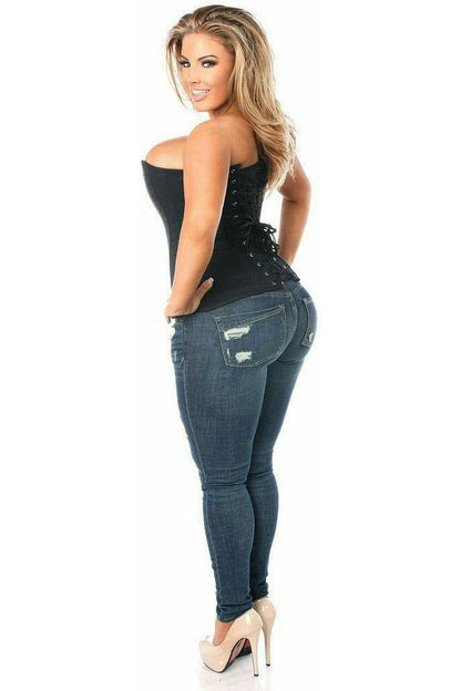 Top Drawer Black Cotton Steel Boned Corset w/Zipper