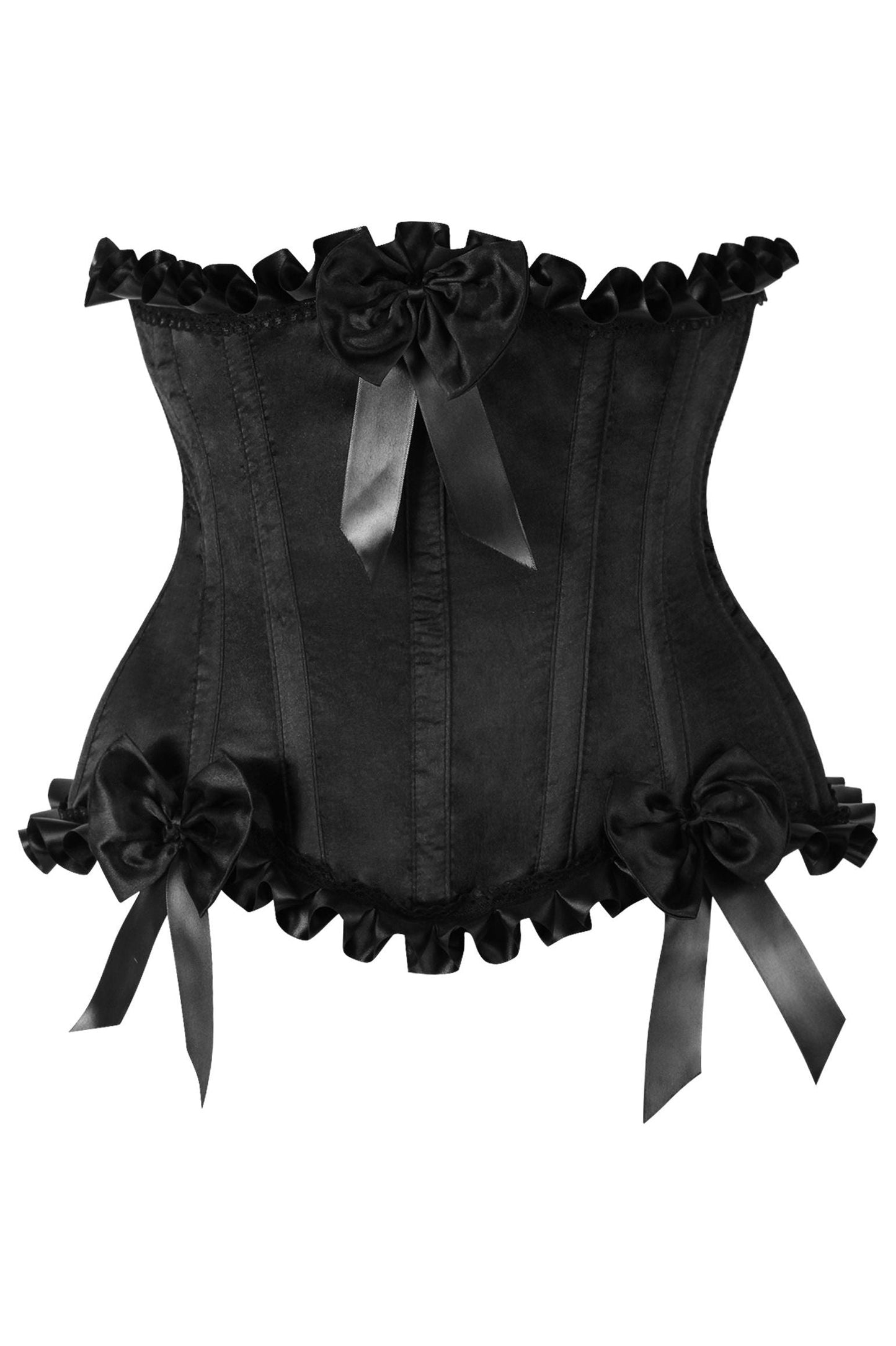 Top Drawer Black Steel Boned Burlesque Underbust Corset Waist Cincher.