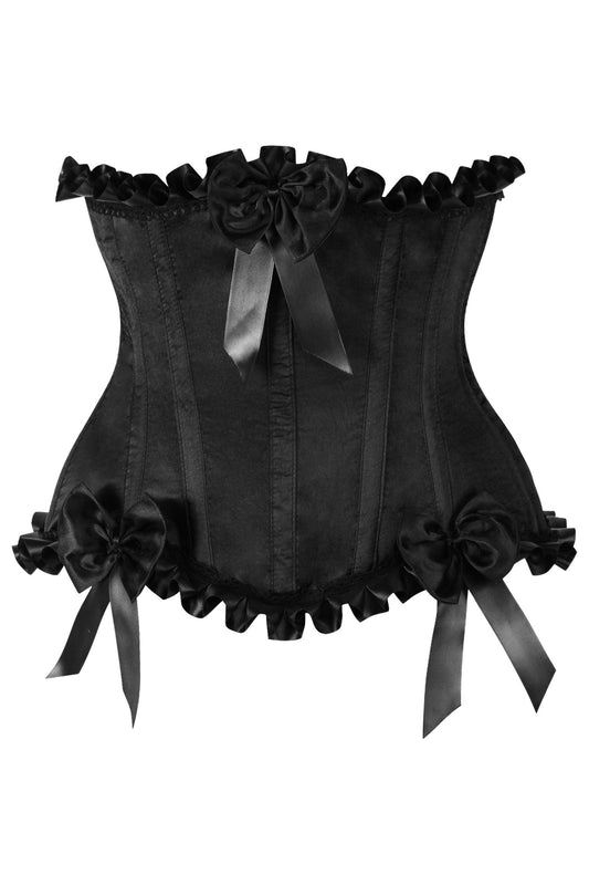 Top Drawer Black Steel Boned Burlesque Underbust Corset Waist Cincher.