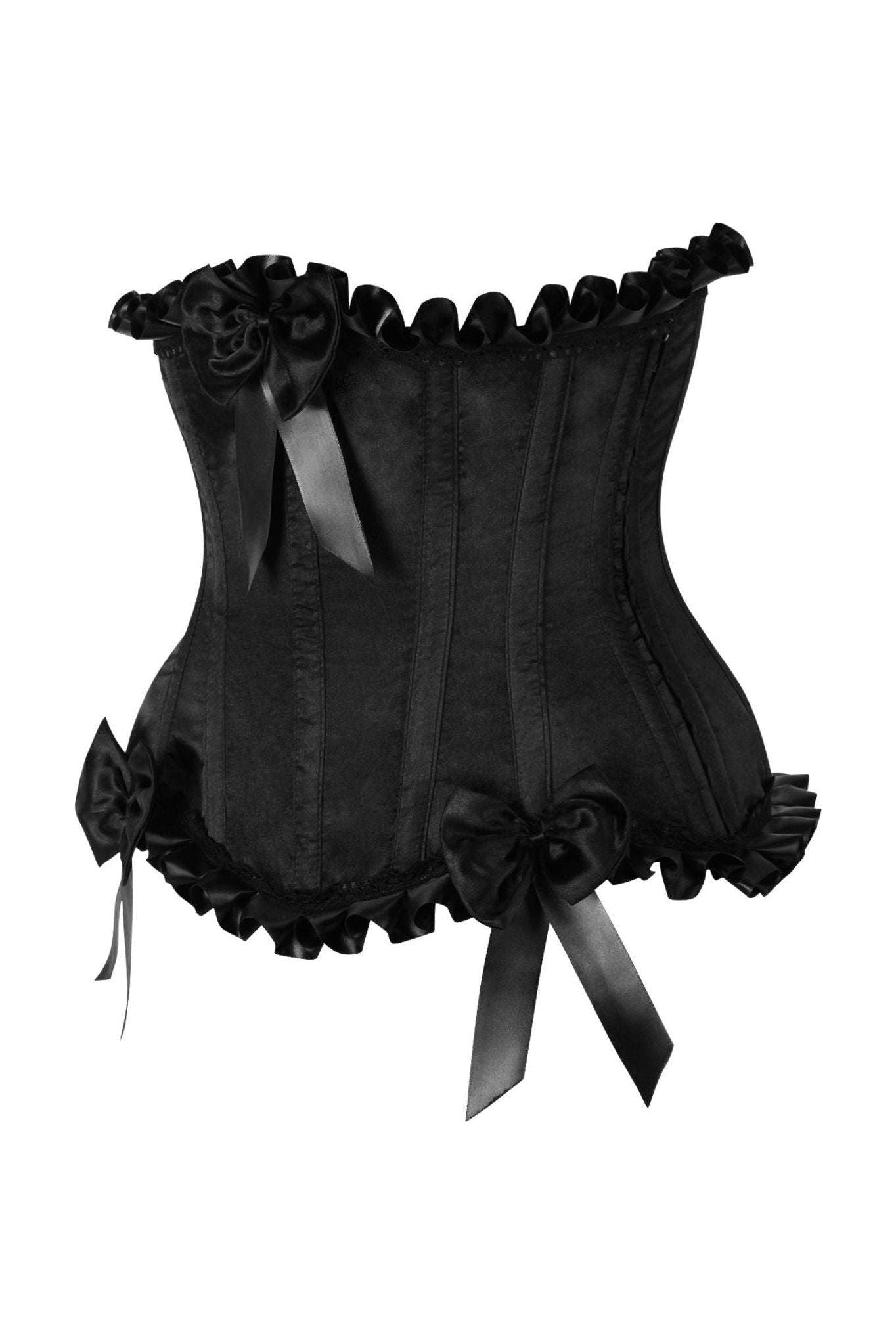 Top Drawer Black Steel Boned Burlesque Underbust Corset Waist Cincher.