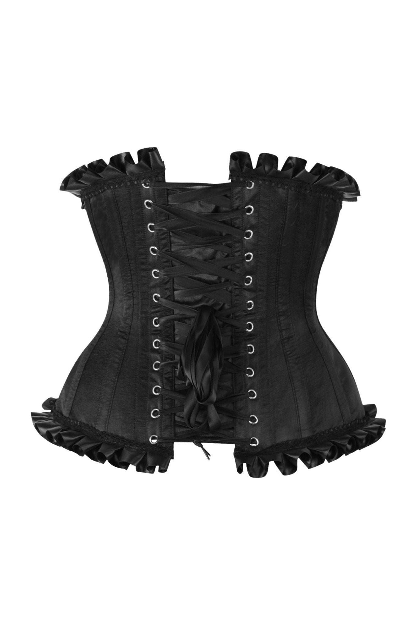 Top Drawer Black Steel Boned Burlesque Underbust Corset Waist Cincher.
