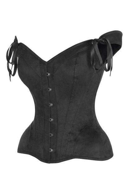 Top Drawer Black Suede Steel Boned Corset w/Straps