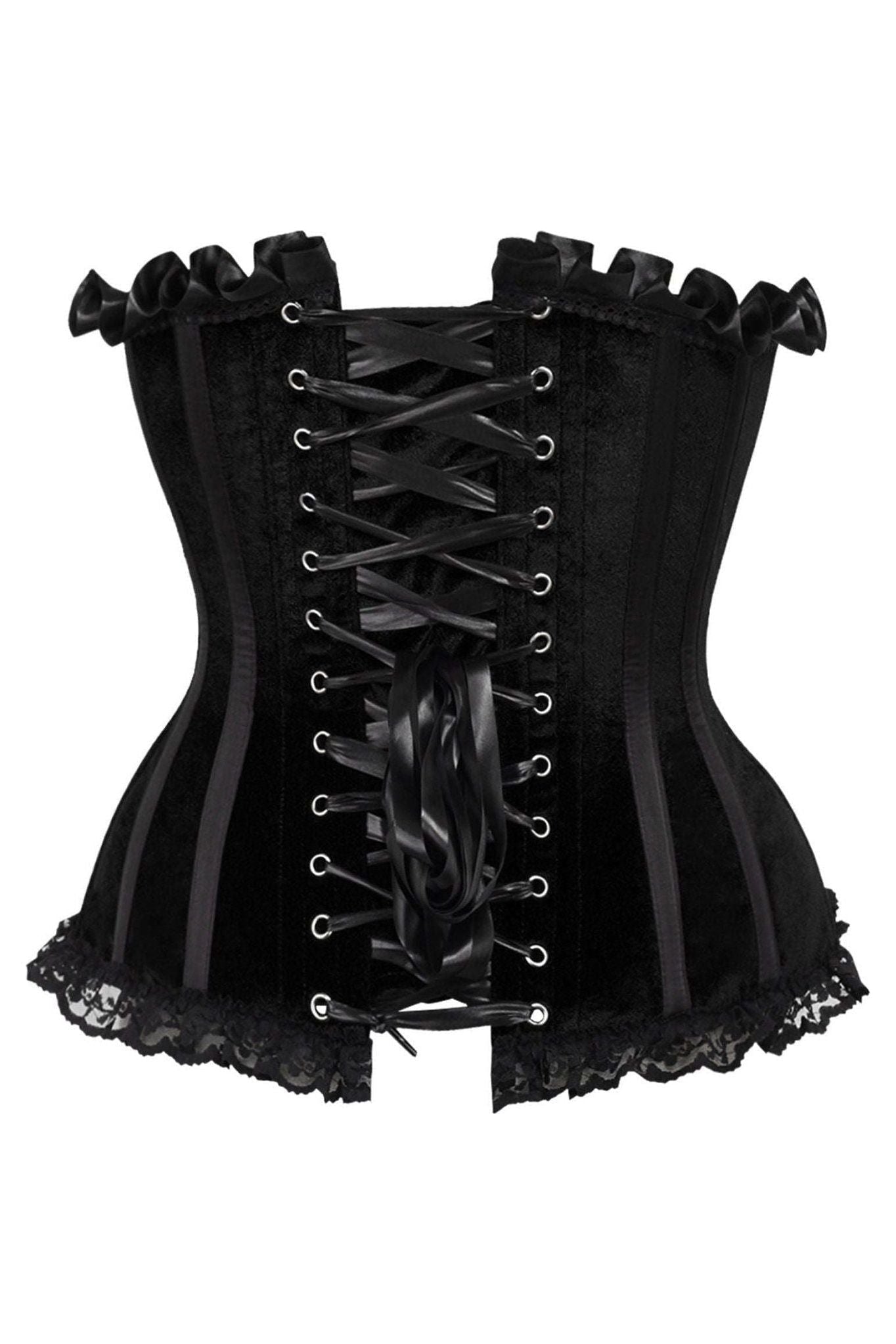 Top Drawer Black Velvet Steel Boned Burlesque Corset.