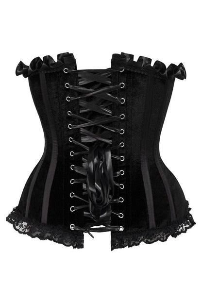 Top Drawer Black Velvet Steel Boned Burlesque Corset.