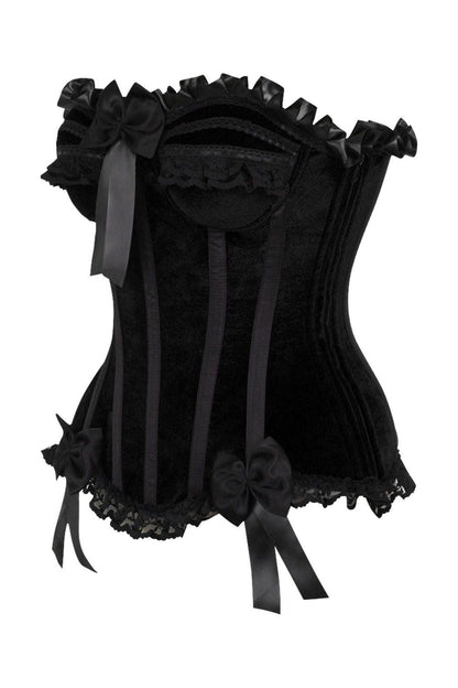 Top Drawer Black Velvet Steel Boned Burlesque Corset.