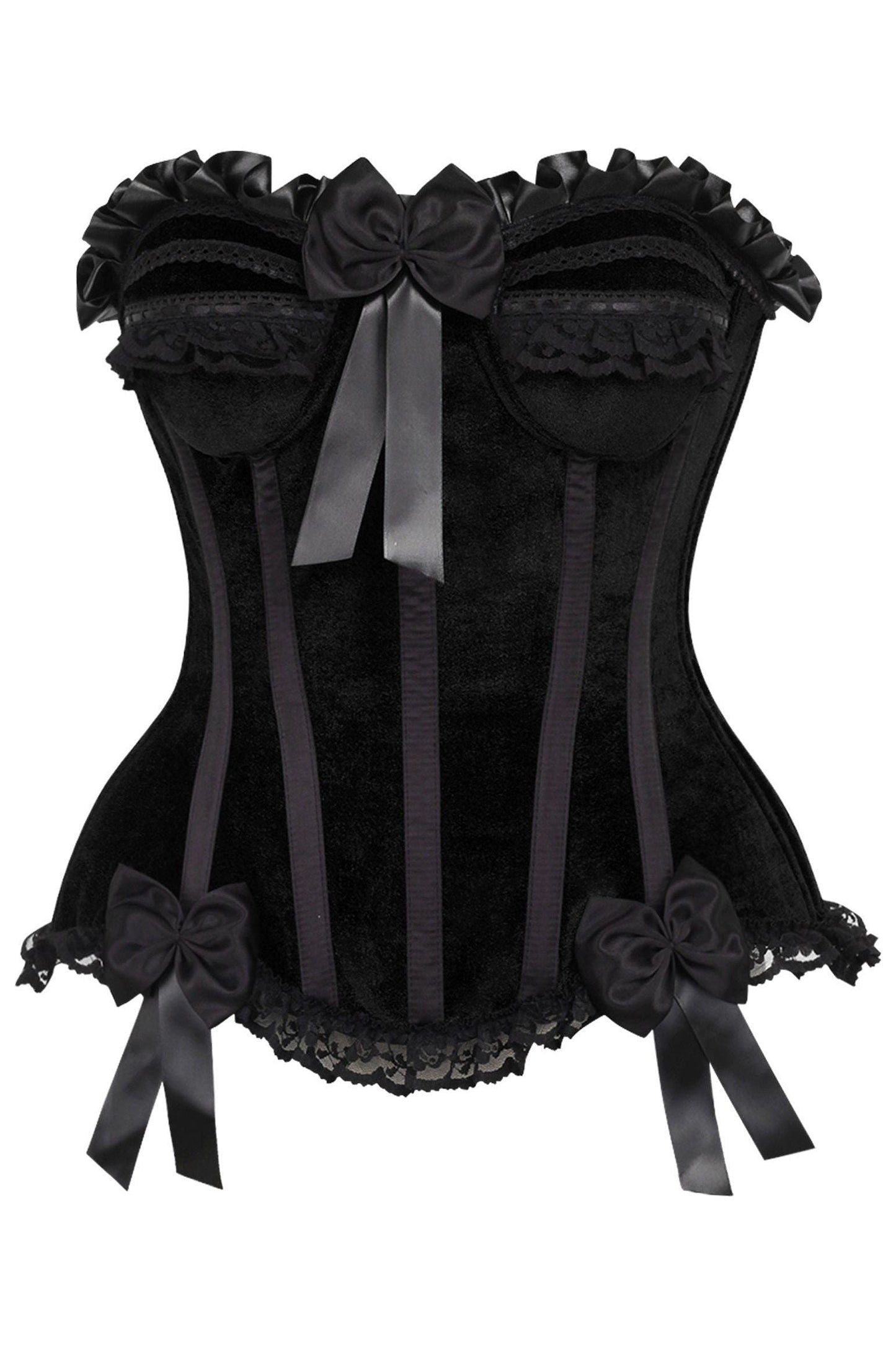 Top Drawer Black Velvet Steel Boned Burlesque Corset.