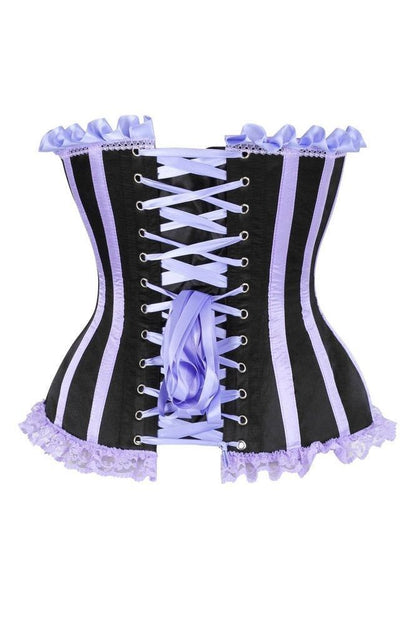 Top Drawer Black/Lavender Satin Steel Boned Burlesque Corset