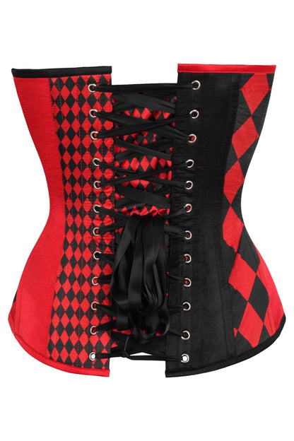 Top Drawer Black/Red Print Steel Boned Corset.